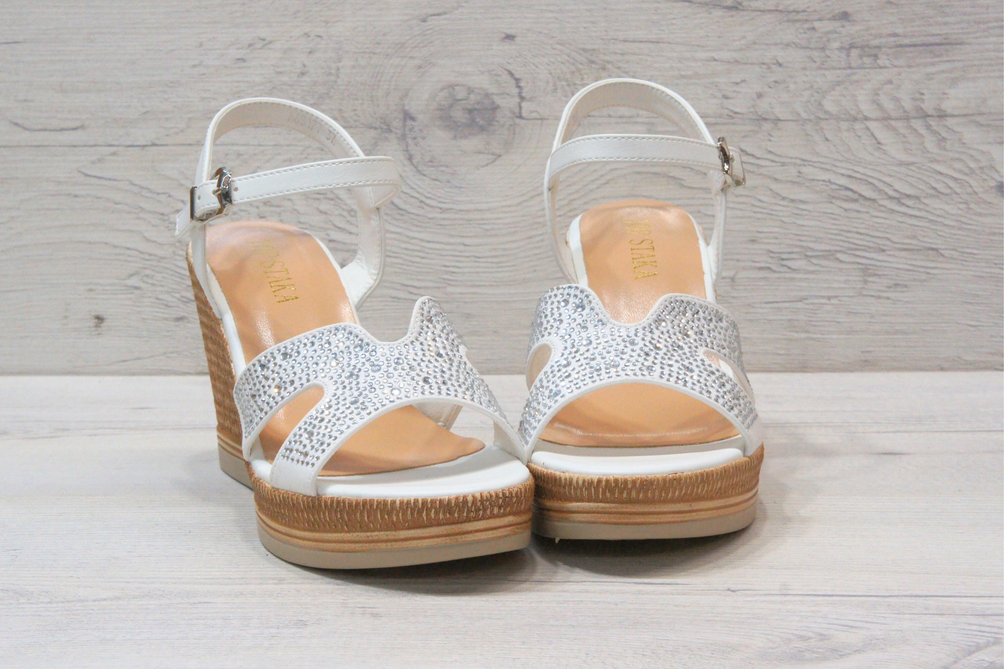 IVACHY Womens Summer Diamond Sparkling Glitter Wedge sandals A68177 WHITE