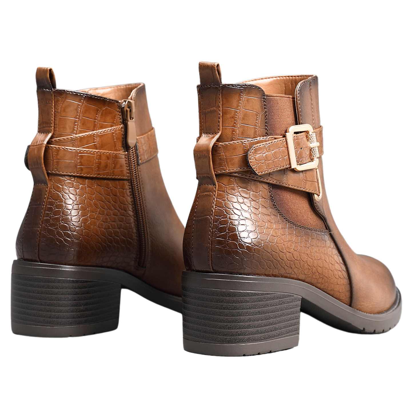 IVACHY Fashion Chic Boots Mock Croc- A2351 CAMEL