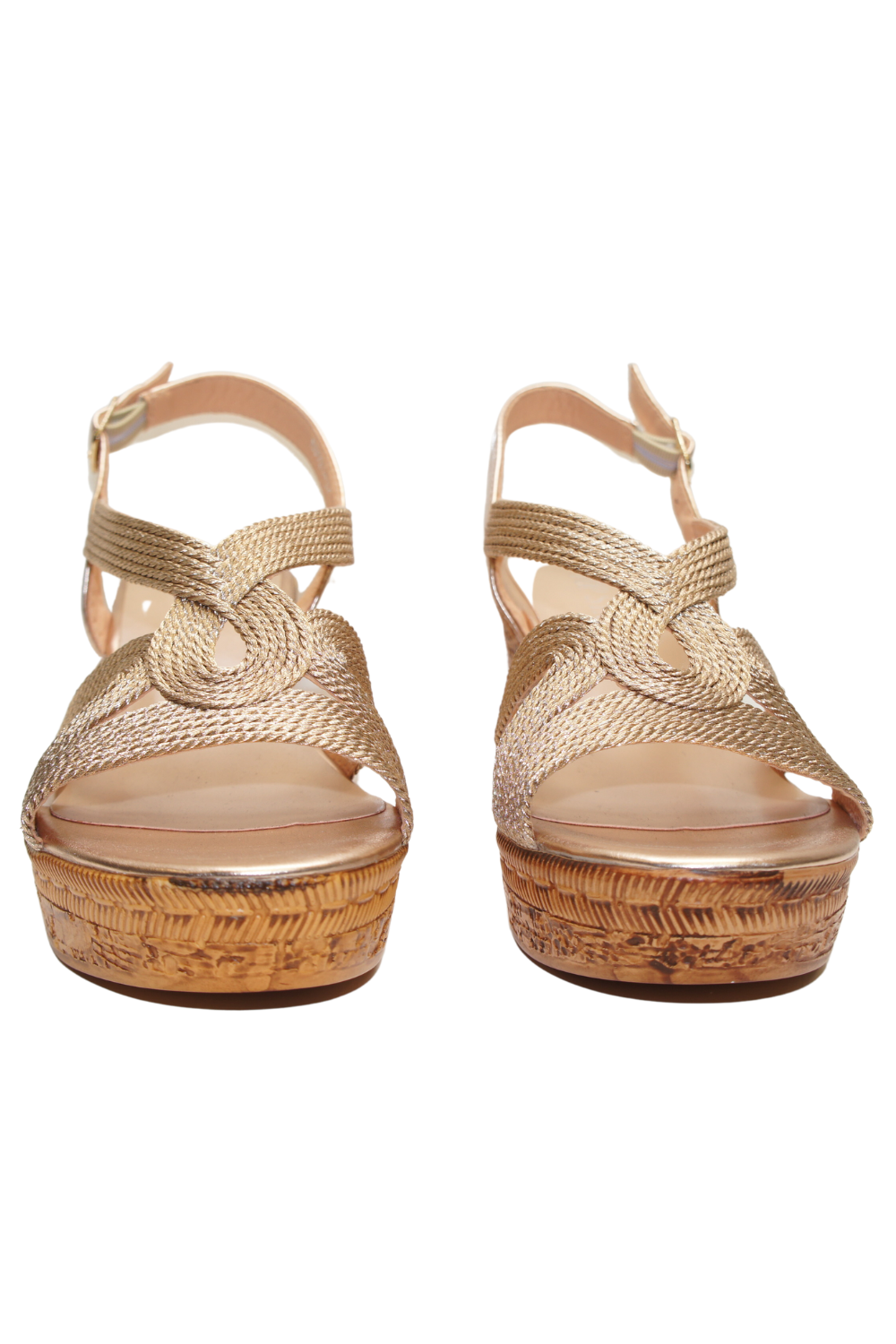 IVACHY Womens Wedge Ladies Strappy Metallic Sandal Espadrille Platform Shoes A8921 CHAMPAGNE