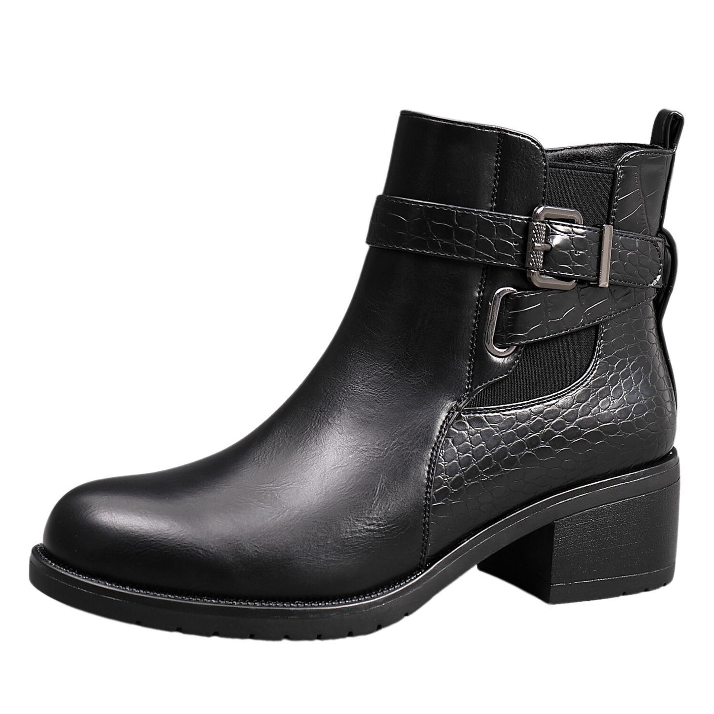 IVACHY Fashion Chic Boots Mock Croc- A2351 BLACK