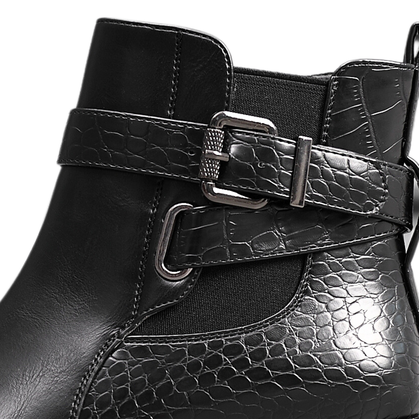 IVACHY Fashion Chic Boots Mock Croc- A2351 BLACK