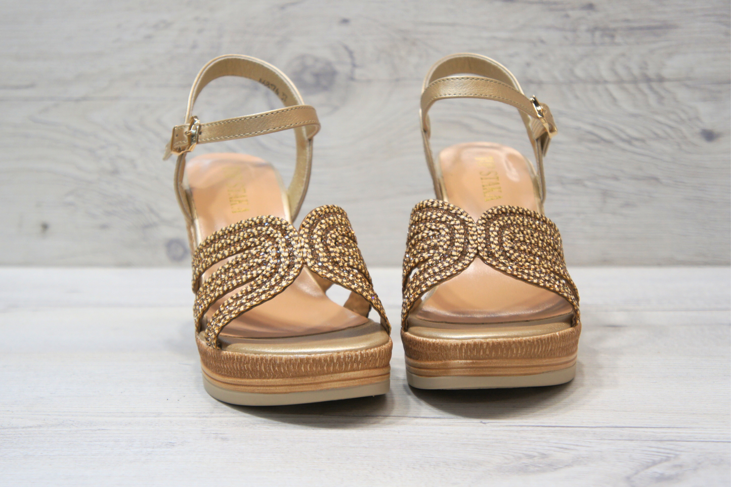 IVACHY Womens Summer Sparkling Wedge sandals A68176 GOLD