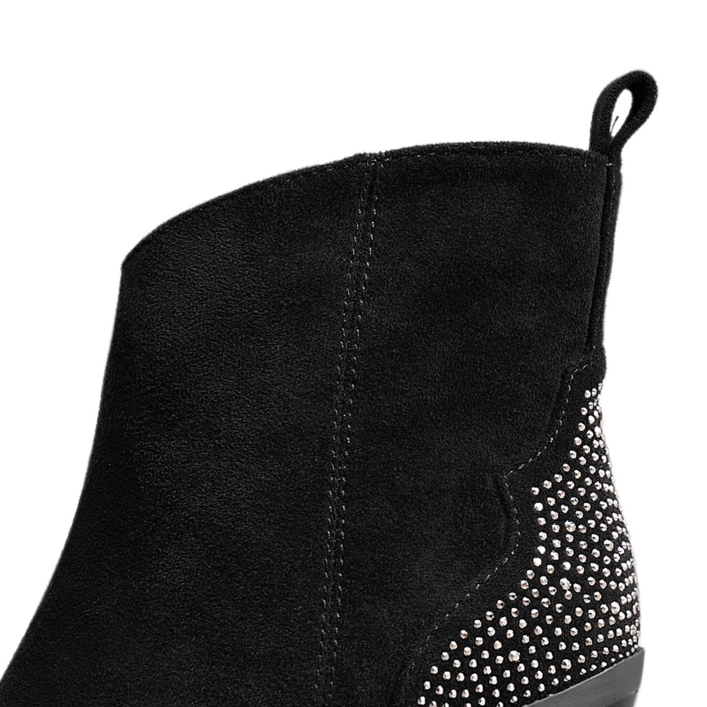 IVACHY Womens Suede Cowboy Boots Ankle Sparkling Diamonds 2376BOOTS BLACK