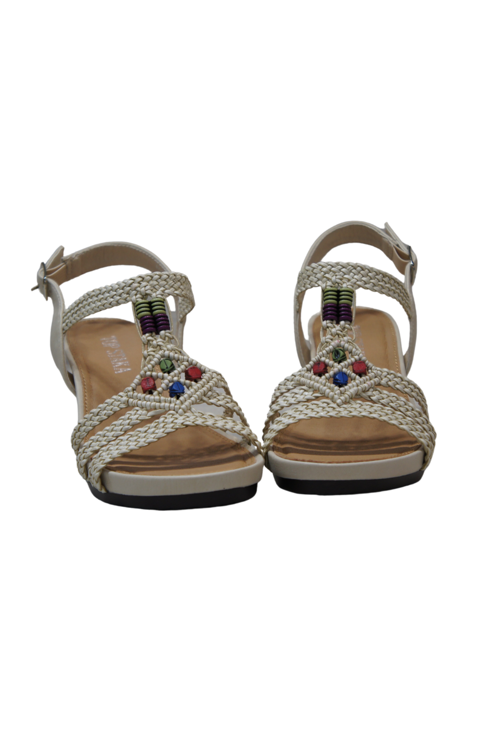 IVACHY Bohemian style  braided decorated wedges summer shoes A68009 BEIGE