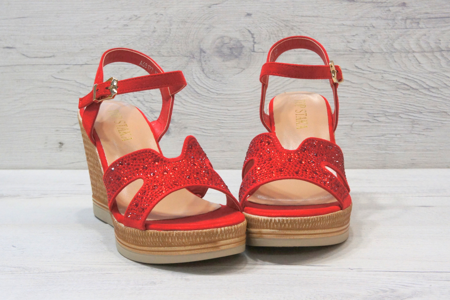 IVACHY Womens Summer Diamond Sparkling Glitter Wedge sandals A68177 RED