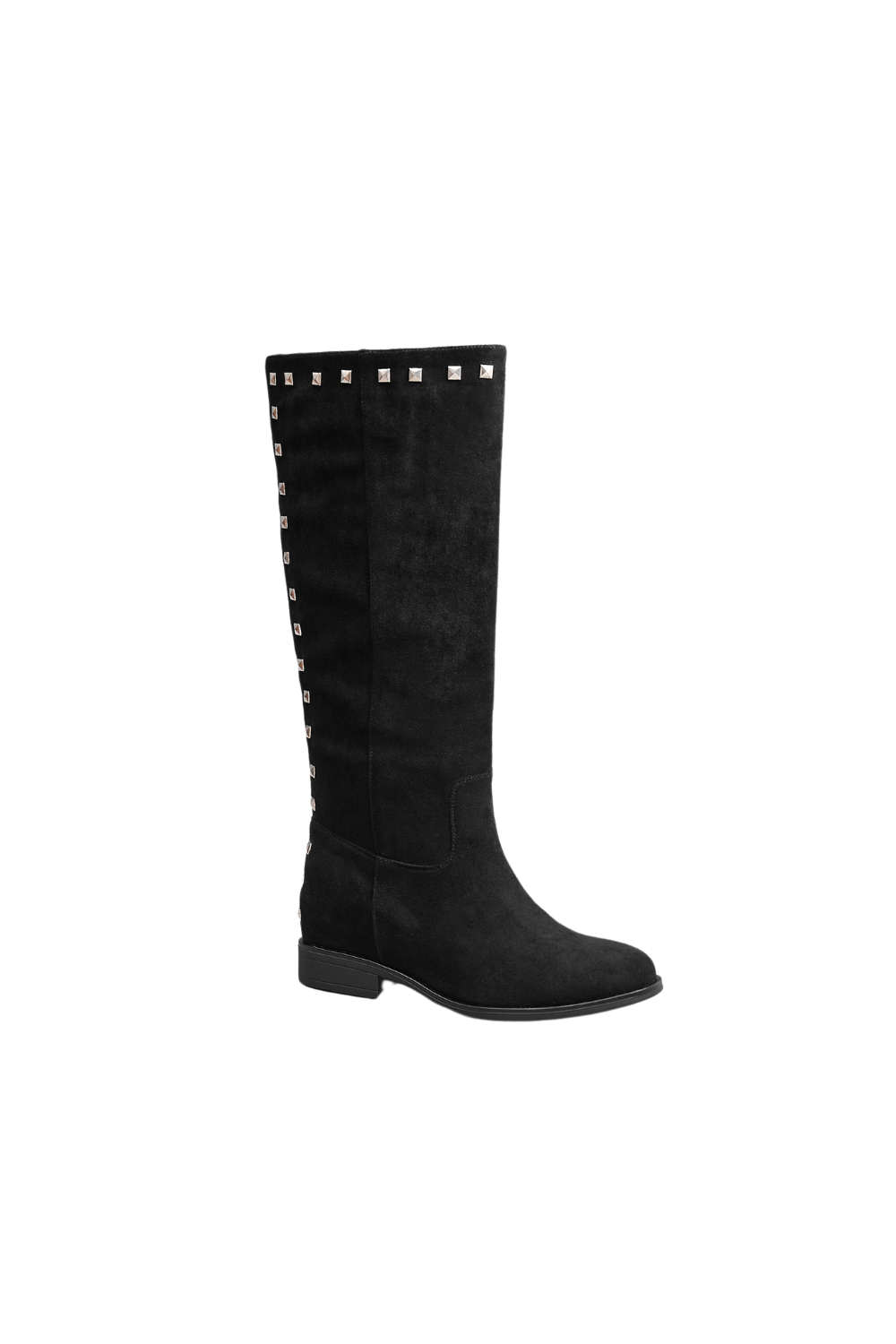 IVACHY  Womens Flat Knee High Boots - Suede Shoes Studs A2357 BLACK