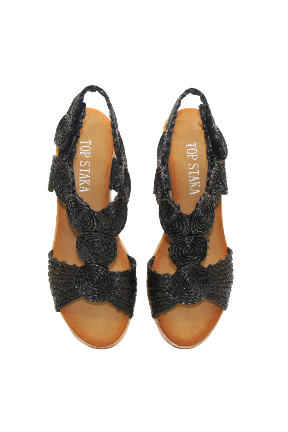 Women Black Floral Espadrille Platform Sandals