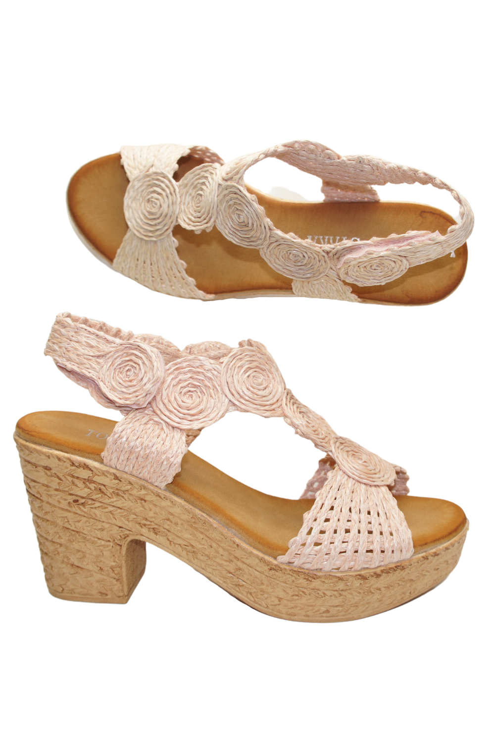 IVACHY Womens Floral Sandal Ladies Summer Block Heels Espadrille Platf