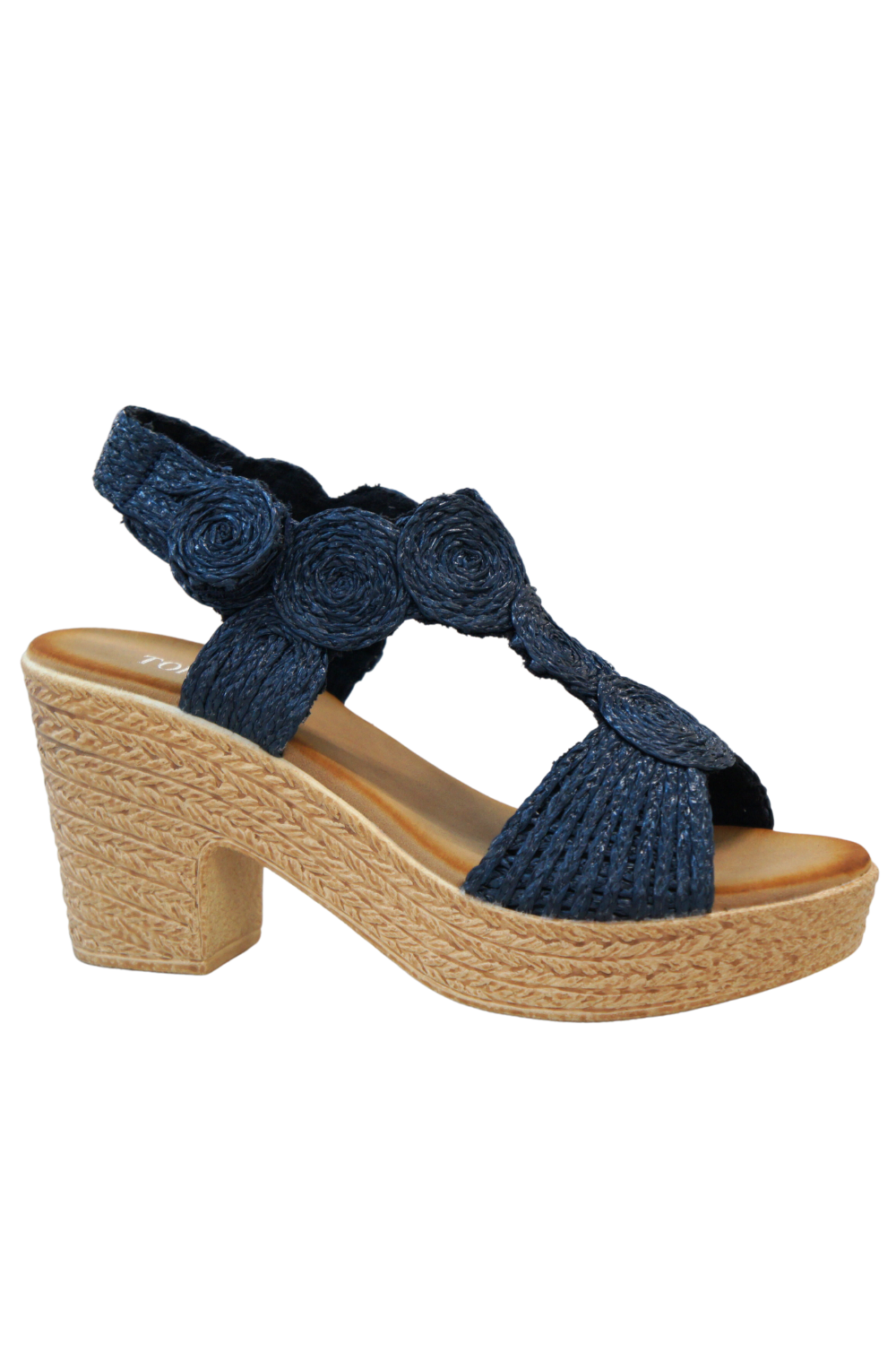 IVACHY Womens Floral Sandal Ladies Summer Block Heels Espadrille Platform Wedge Shoes A8932 BLUE