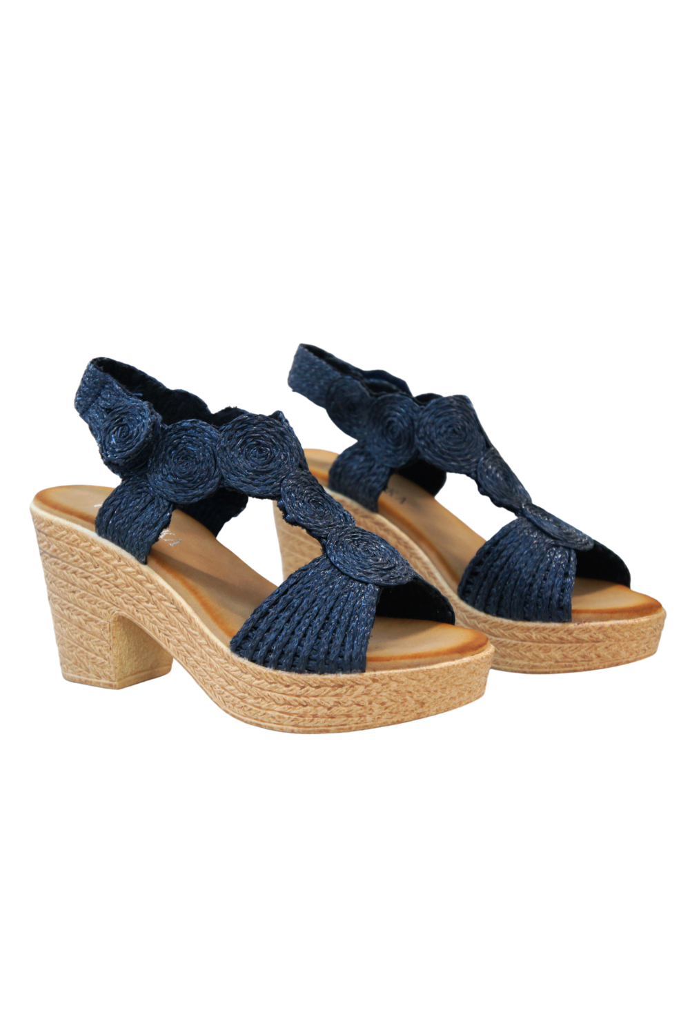 IVACHY Womens Floral Sandal Ladies Summer Block Heels Espadrille Platform Wedge Shoes A8932 BLUE