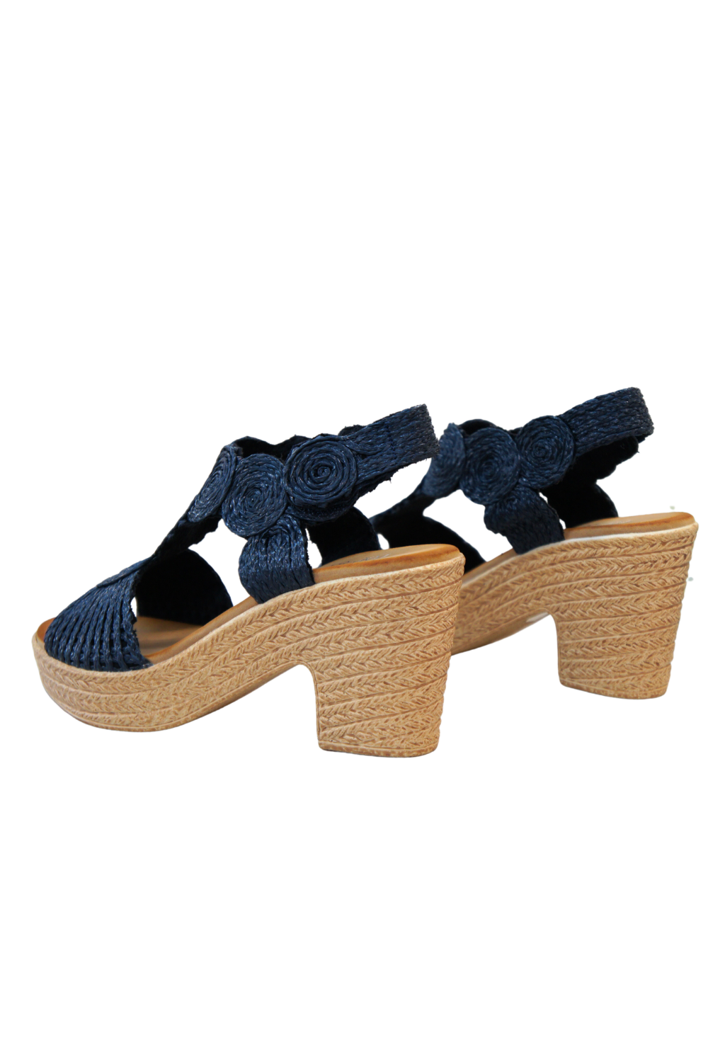 IVACHY Womens Floral Sandal Ladies Summer Block Heels Espadrille Platform Wedge Shoes A8932 BLUE