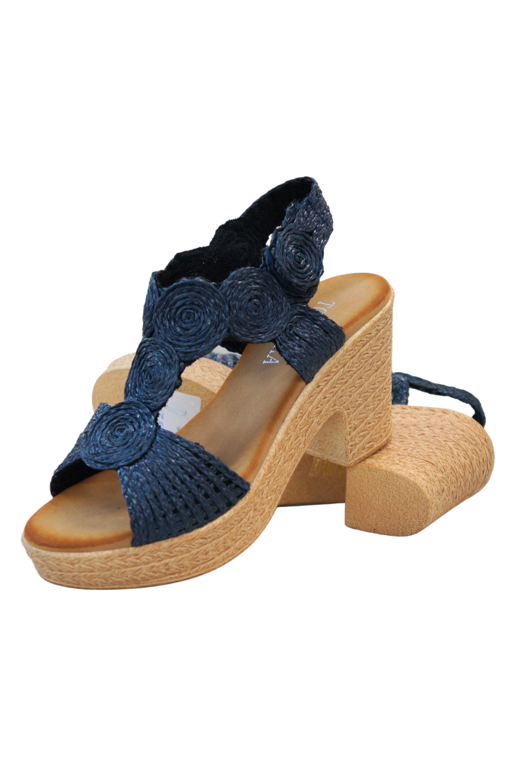 IVACHY Womens Floral Sandal Ladies Summer Block Heels Espadrille Platform Wedge Shoes A8932 BLUE