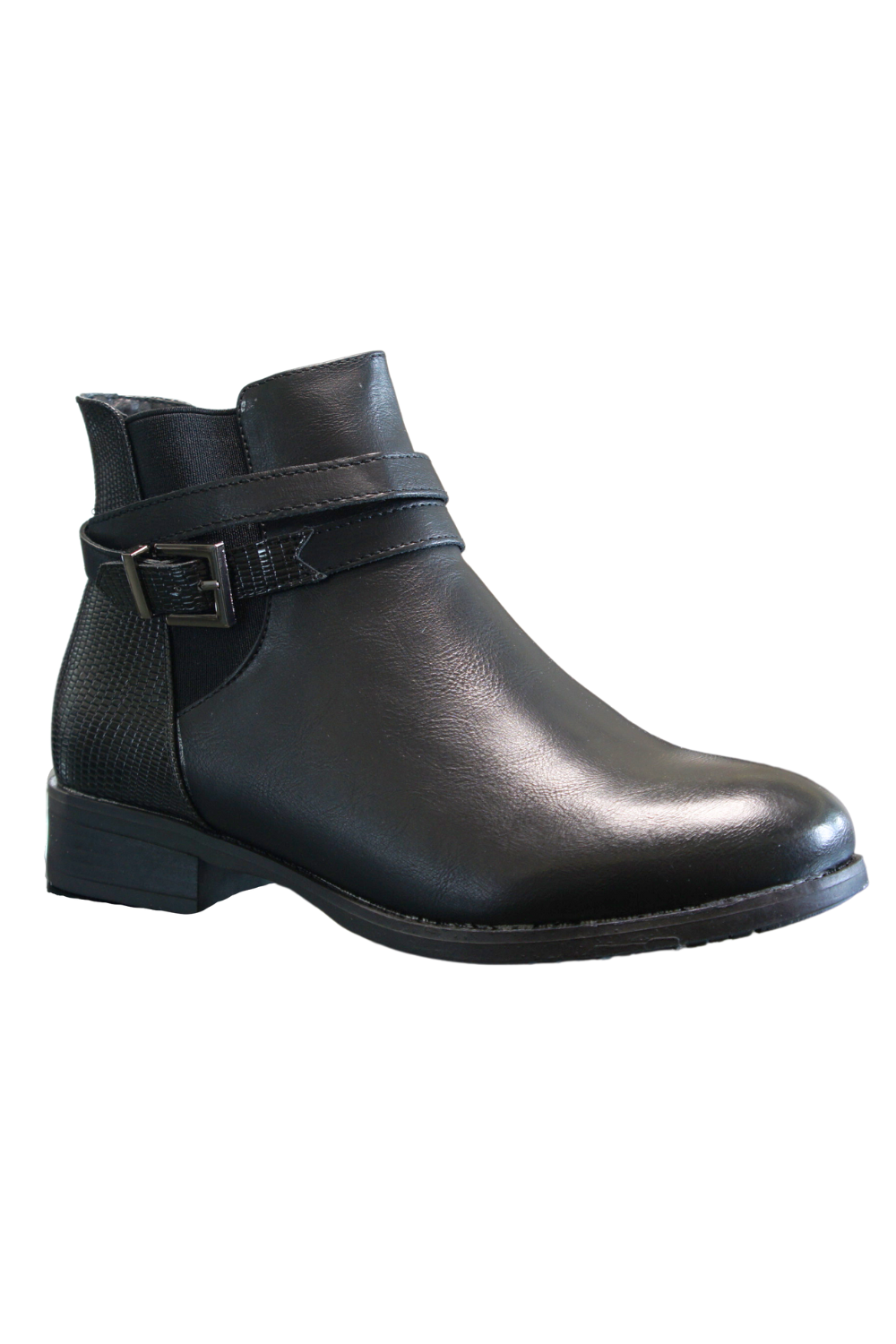 IVACHY Women Ankle Boots Gold buckle A9009 BLACK