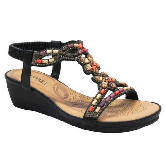 IVACHY Womens sandals bohemian styles A68122 BLACK