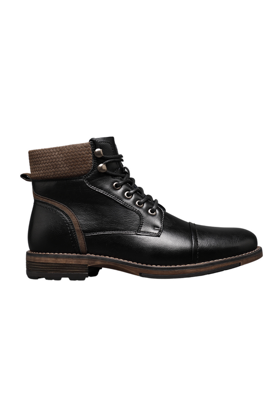 IVACHY Mens Boots combat style insulated- cap toe A2302  BLACK