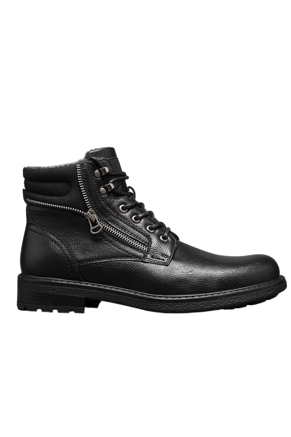 IVACHY Mens Suede Ankle Boots Combat Style Lace up Zip Closure fashion work Shoes A2303 BLACK