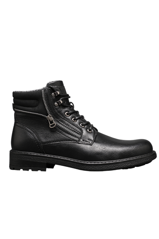 IVACHY Mens Suede Ankle Boots Combat Style Lace up Zip Closure fashion work Shoes A2303 BLACK