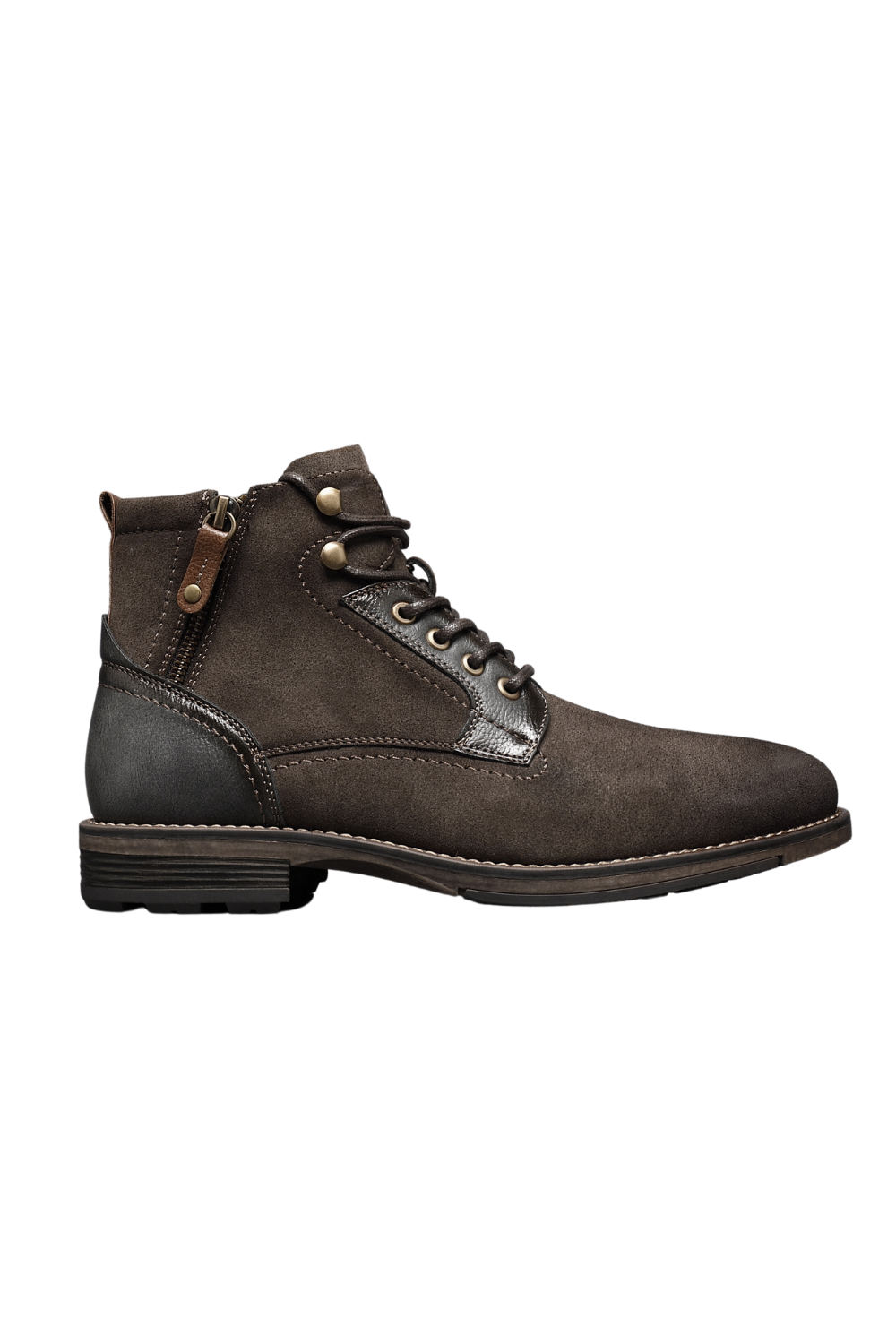 IVACHY Mens Suede Ankle Boots- Combat Style A2305 BROWN