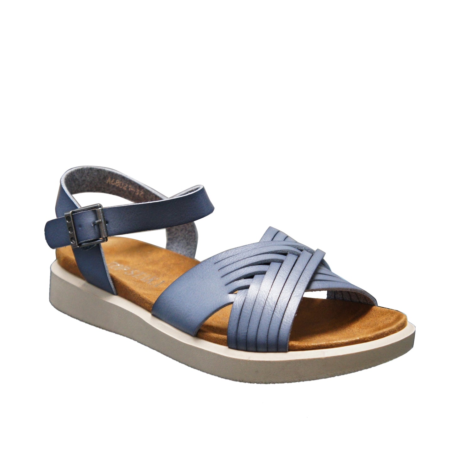 IVACHY Womens Summer Comfy Wide fit Everyday Relaxing Causal Ankle-Strap Stripes Simple Slingback Flat Sandals A68021 BLUE