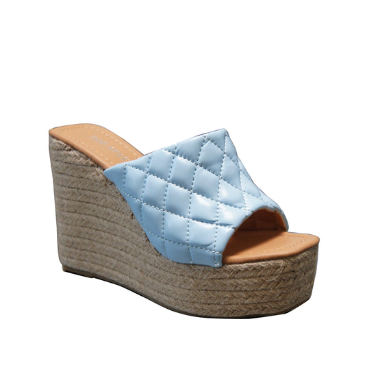 IVACHY Womens Summer Open Toe Espadrille Sandals with Woven Platform Wedge Heels BG-806 BLUE