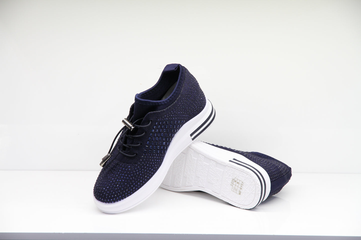 Womens Wedges Trainers Slip-on Chunky Sole Platform Ladies Crystal Sneakers Lightweight Comfy Shoes Daily Wear 2375 NAVY