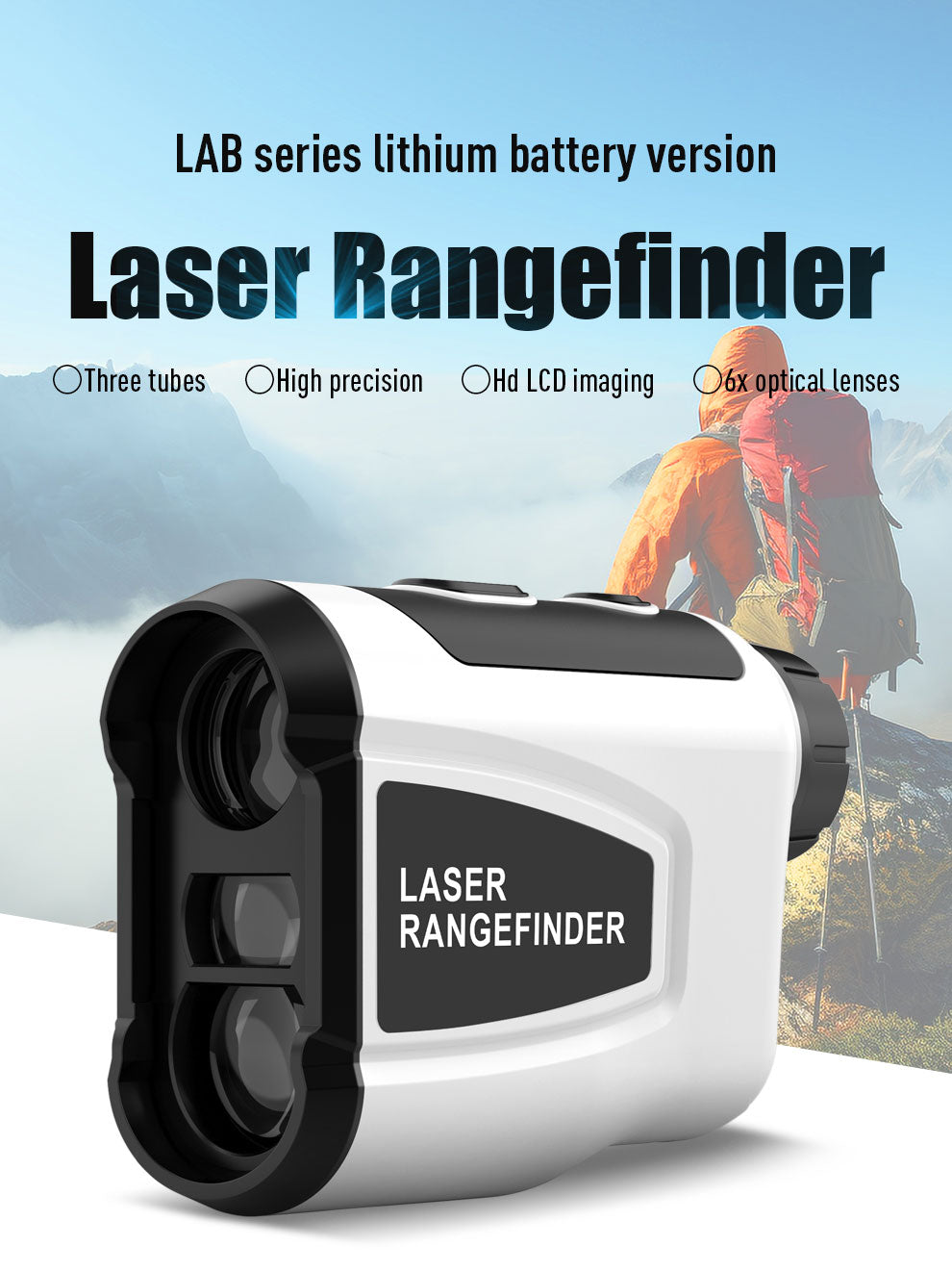 High-Precision 6X Optical Lens Laser Rangefinder for Golf, Outdoor Sports, IP54 Waterproof and Dustproof