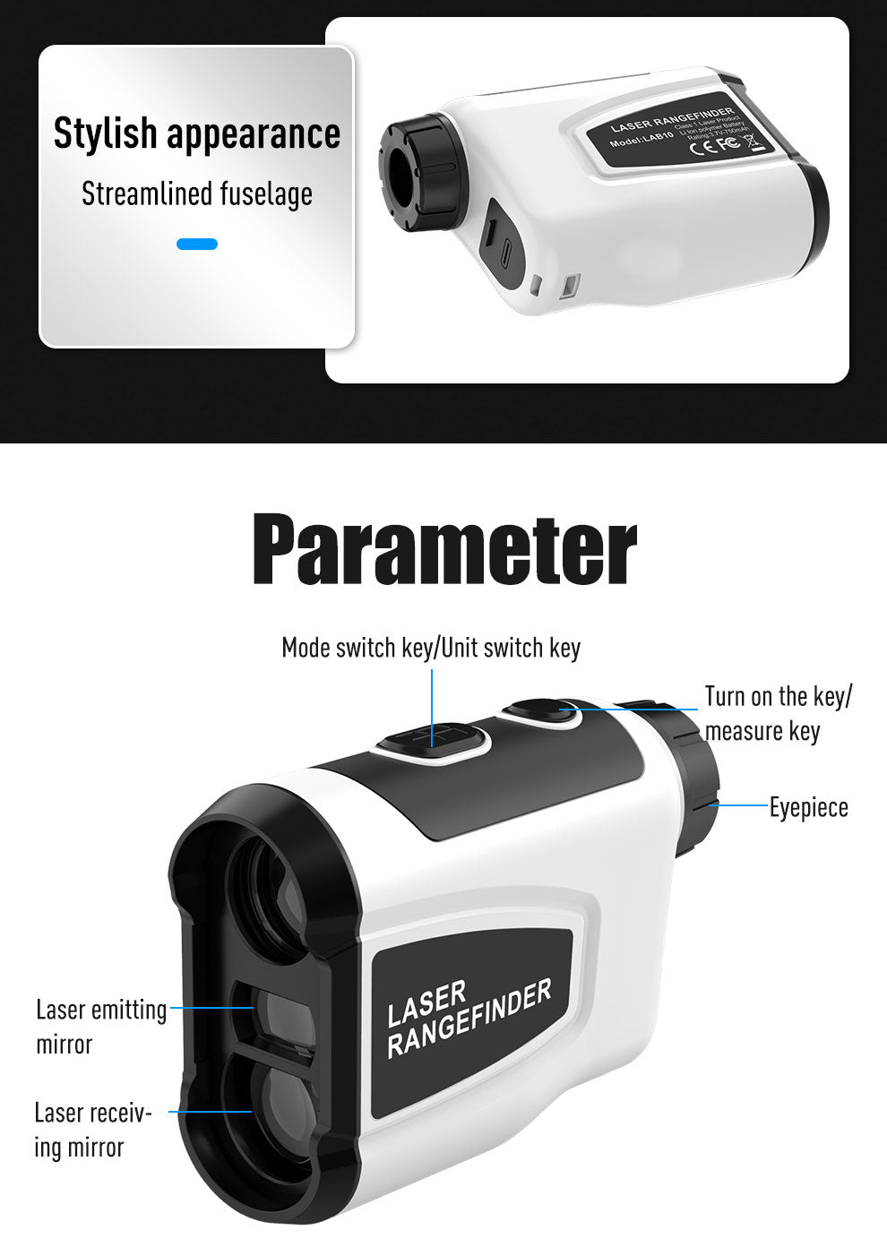 High-Precision 6X Optical Lens Laser Rangefinder for Golf, Outdoor Sports, IP54 Waterproof and Dustproof