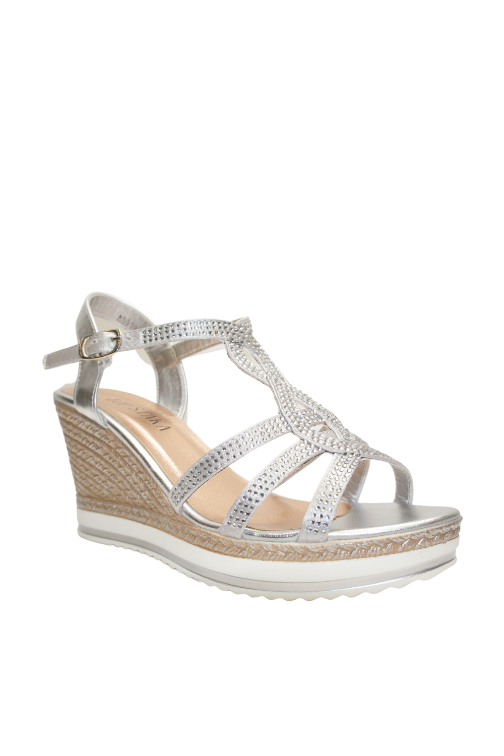 IVACHY Womens Wedge Ladies Crystal Sparkling Sandal Shine Espadrille Platform Shoes A8919 SILVER