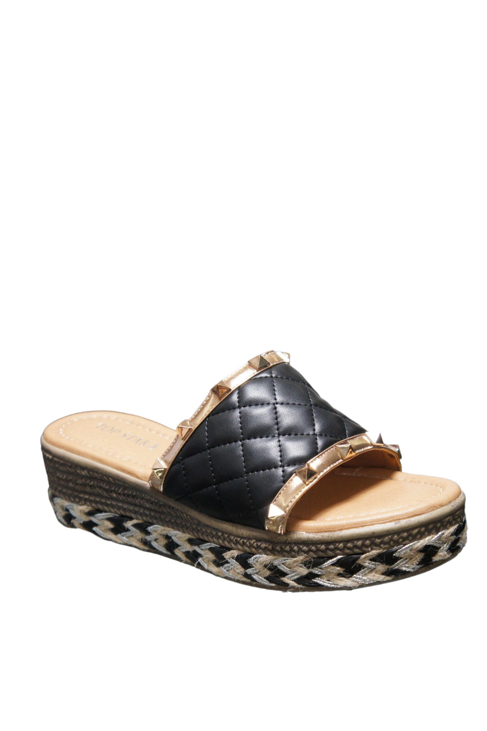 IVACHY Women Wedge Ladies Summer Slip-On Platform Espadrille Sandal BG-822 BLACK