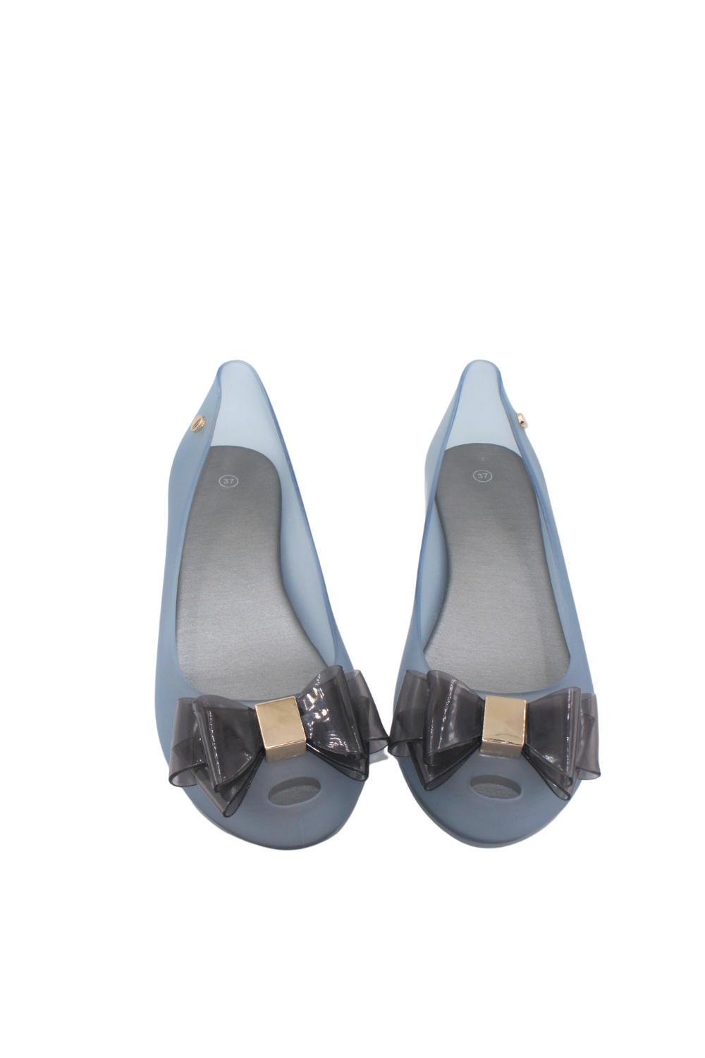 Blue peep top toe flats