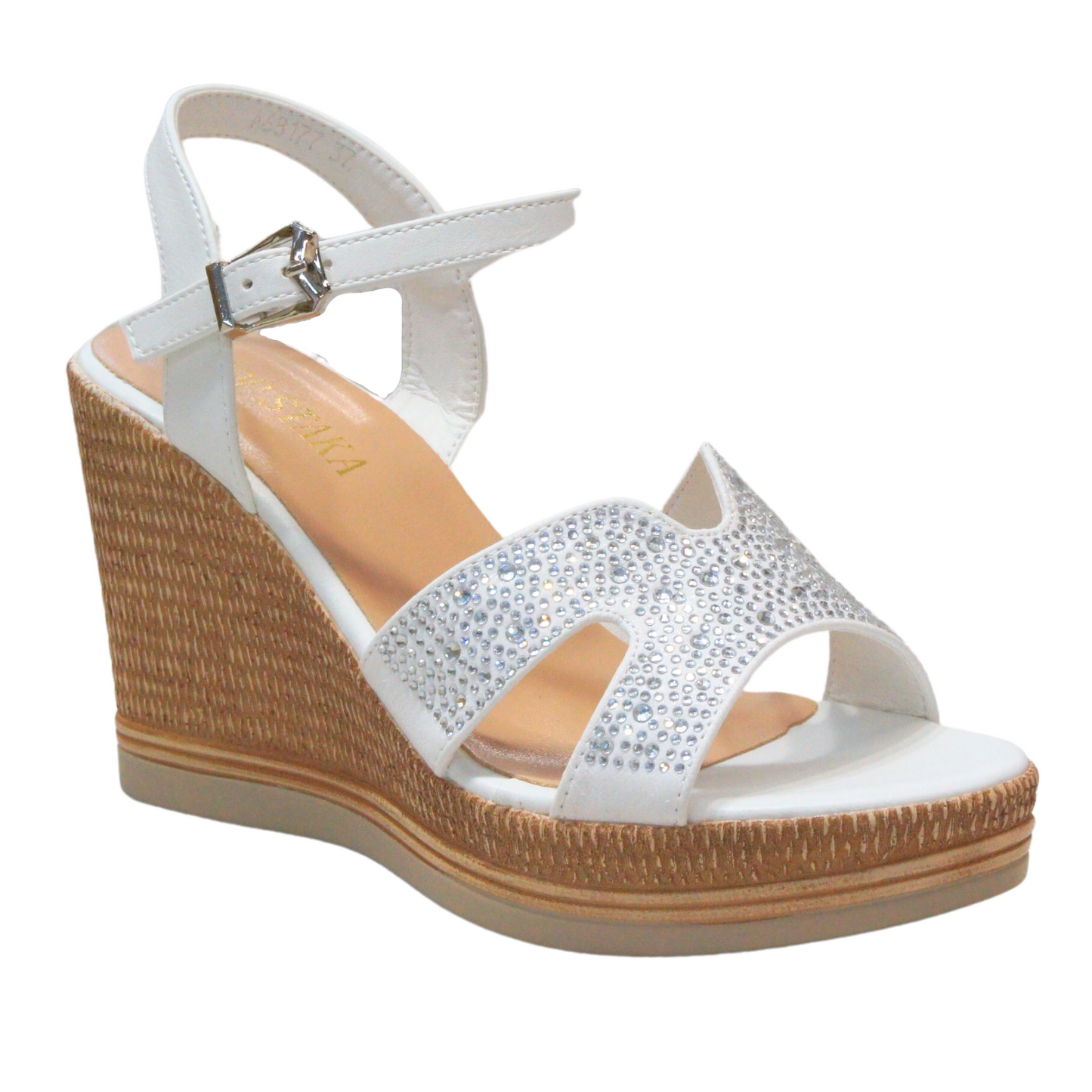 IVACHY Womens Summer Diamond Sparkling Glitter Wedge sandals A68177 WHITE