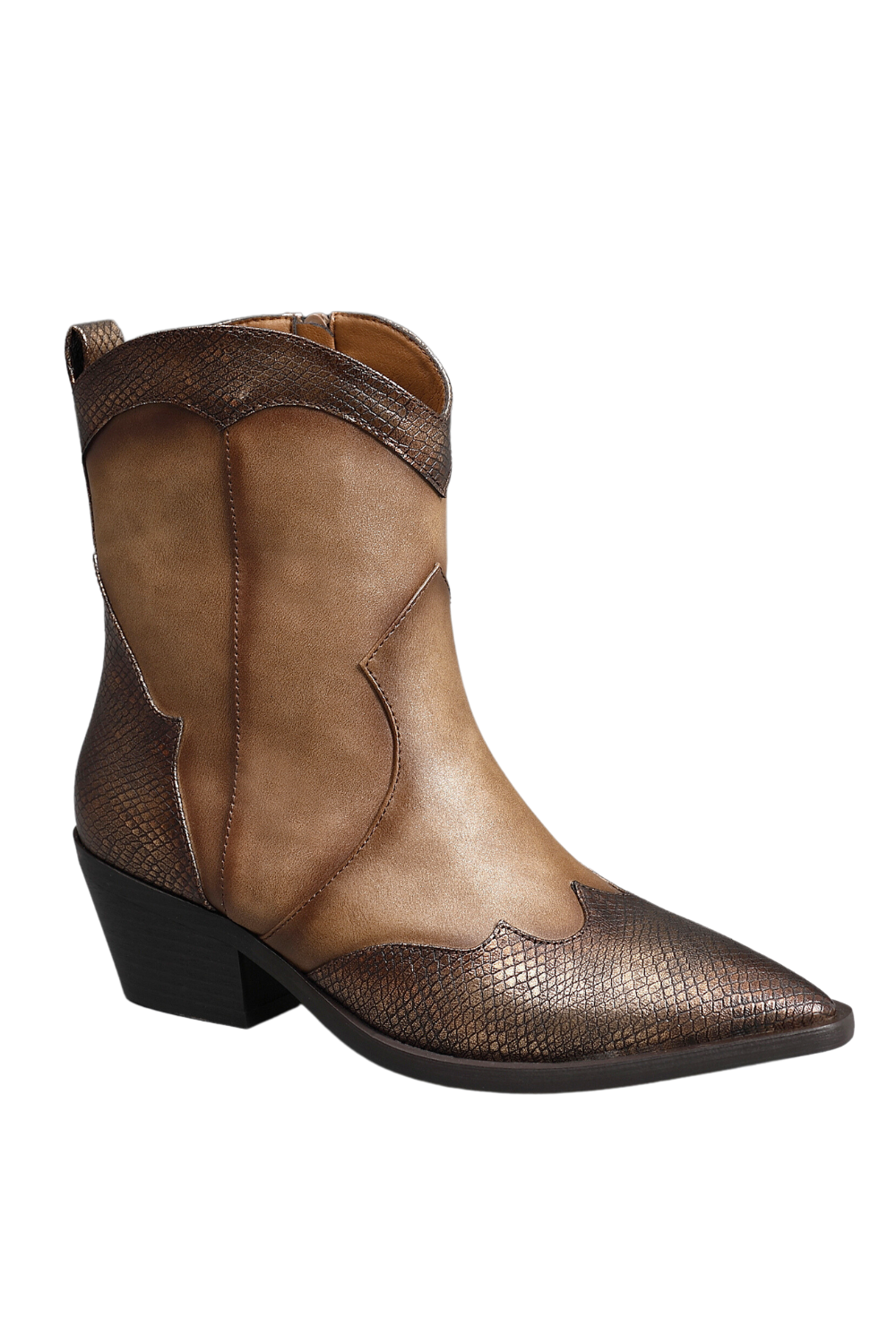 IVACHY Womens Ankle Boots- Cowboy Style Metalic 2371BOOTS BRONZE