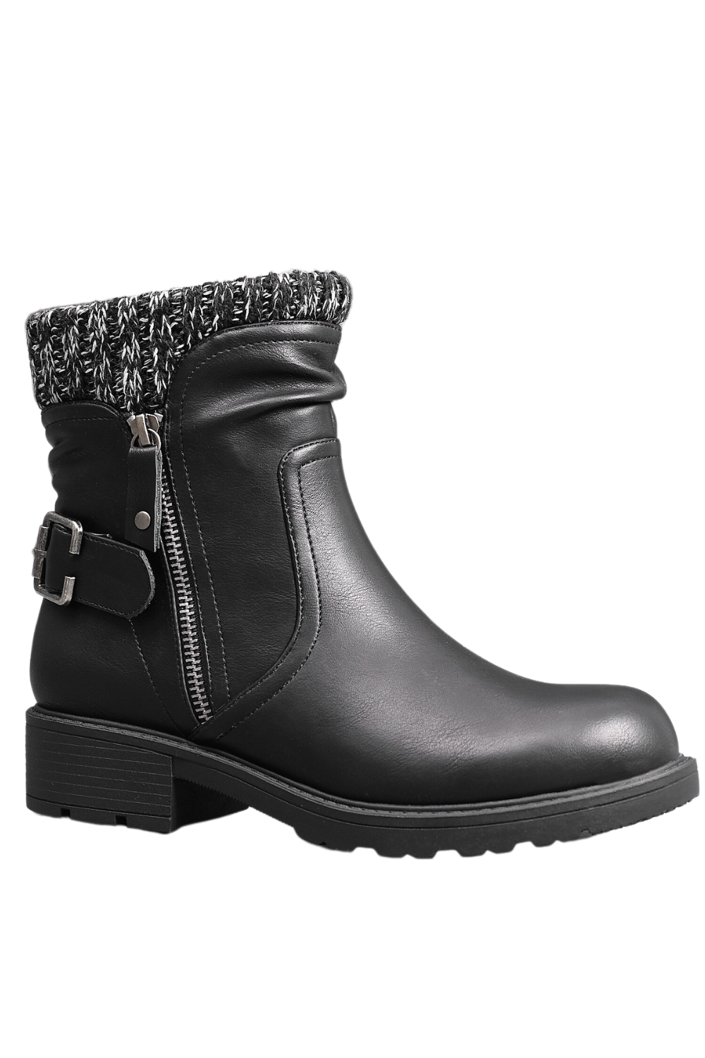 IVACHY Ankle Boot for Womens with kitten ankle cuff A2359BOOTS Black