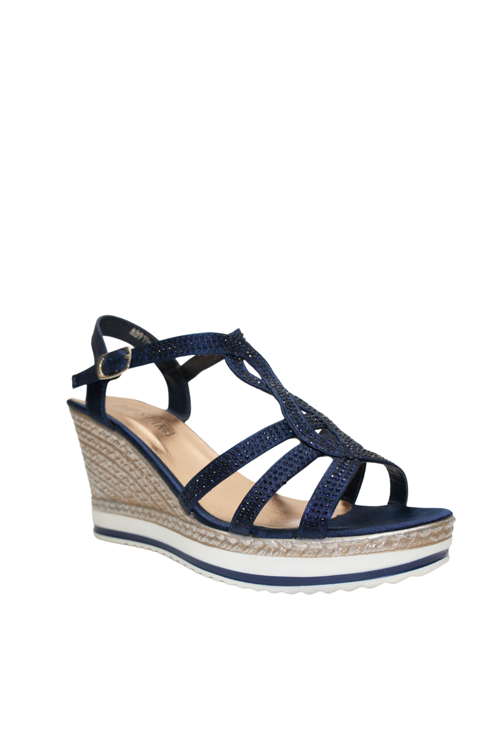 IVACHY Womens Wedge Ladies Crystal Sparkling Sandal Shine Espadrille Platform Shoes A8919 NAVY