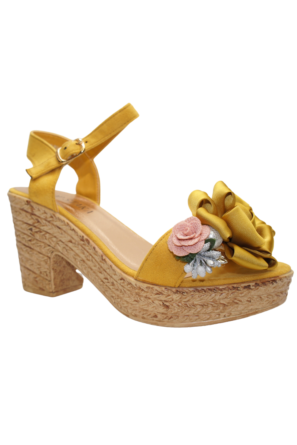 IVACHY Womens Wedge Summer Floral Sandal Espadrille Platform with Pearl A8916 YELLOW