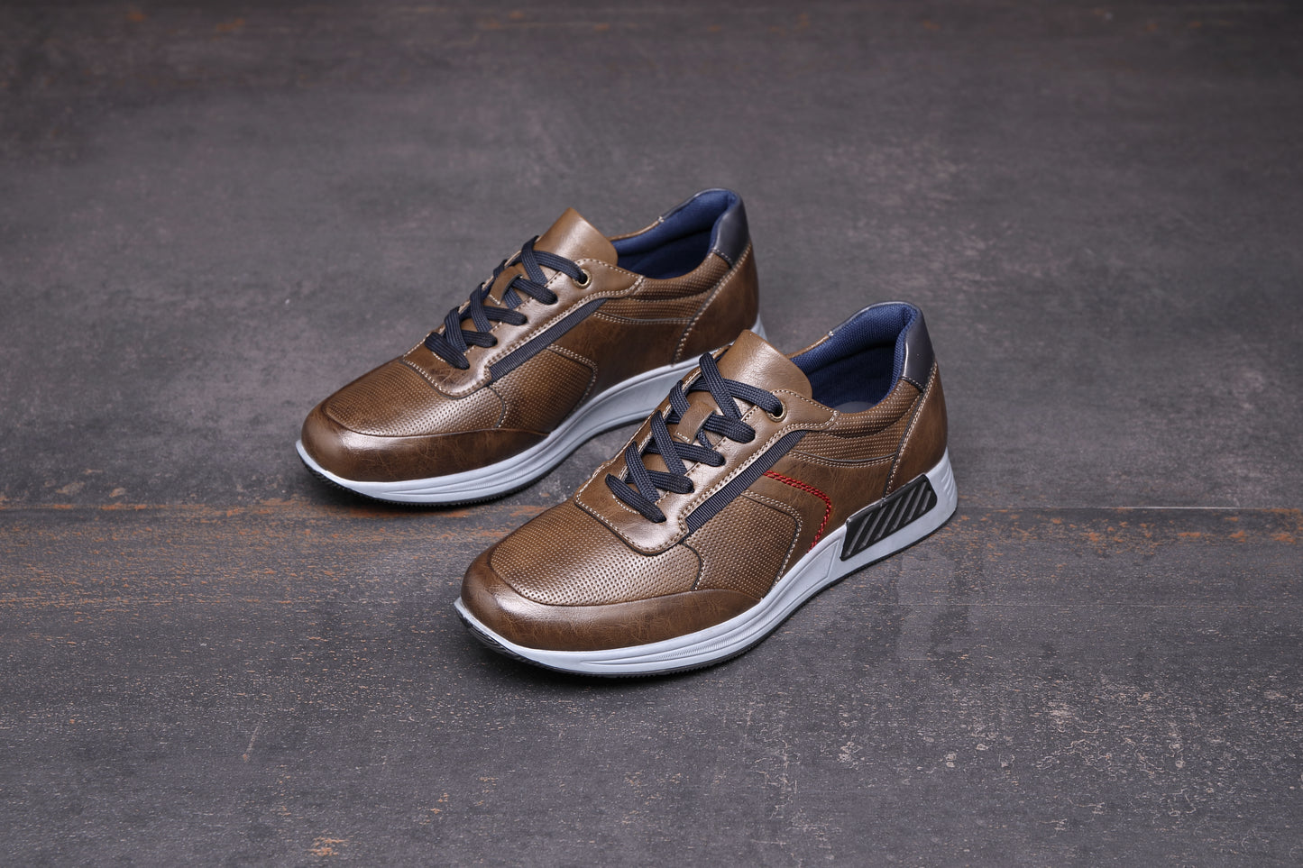 Men's Casual Sneakers Leather Running Shoes for Walking Hiking Jogging Classic Business Sport Men's Trainers A2180 TAN