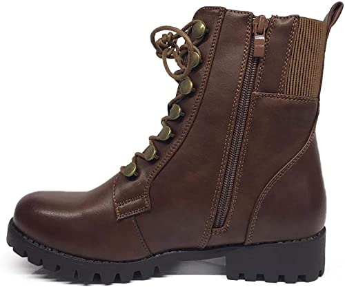 Women Ankle Boots - Zip Comfort Lace-Up Booties TAN HC9219