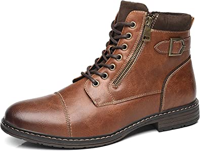 Mens boots with shop zipper and laces