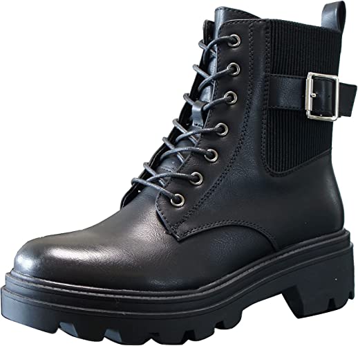 Women Ankle Boots - Zip Comfort Lace-up Black A9027
