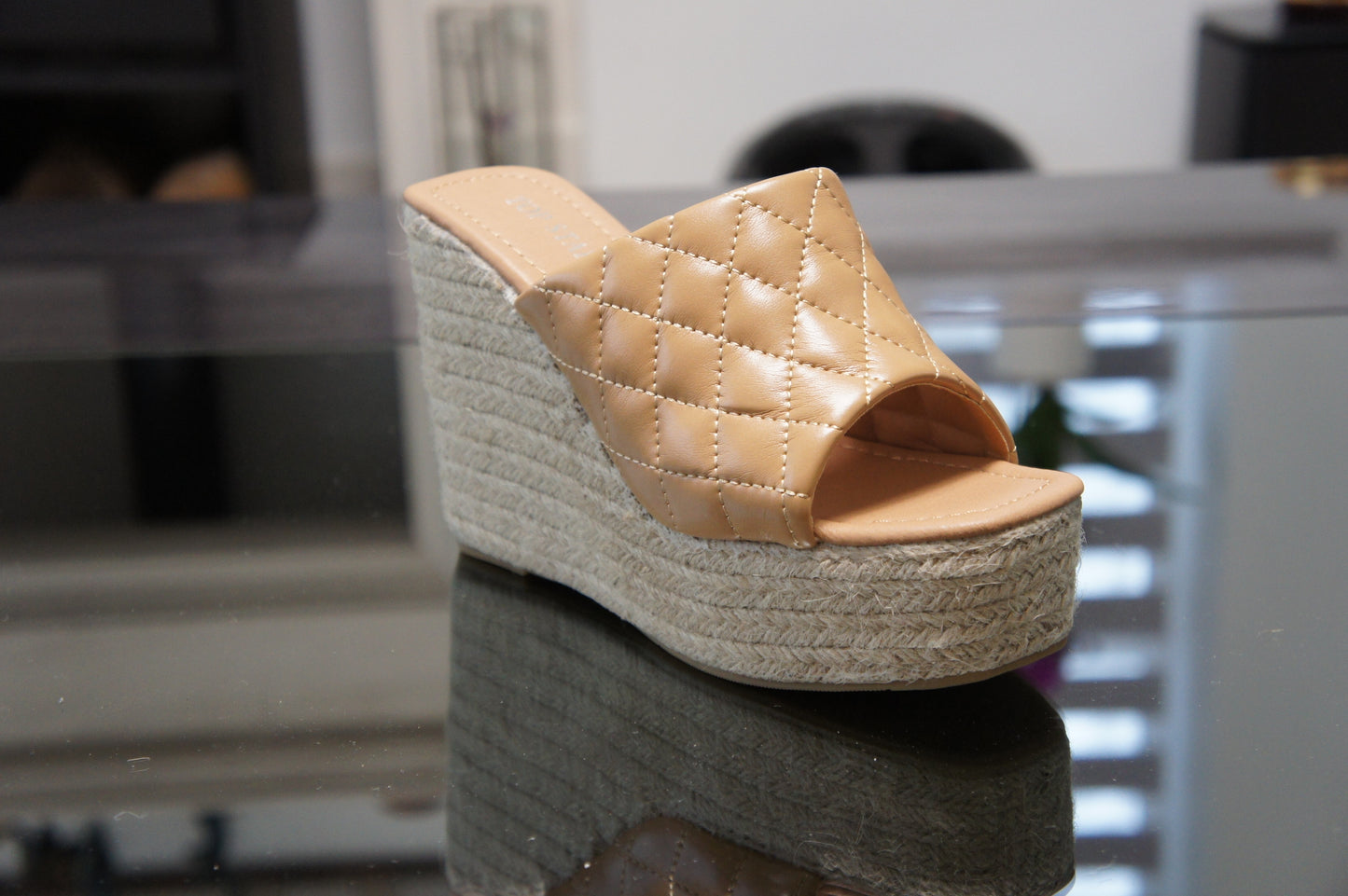 IVACHY Womens Summer Open Toe Espadrille Sandals with Woven Platform Wedge Heels BG-806 CAMEL