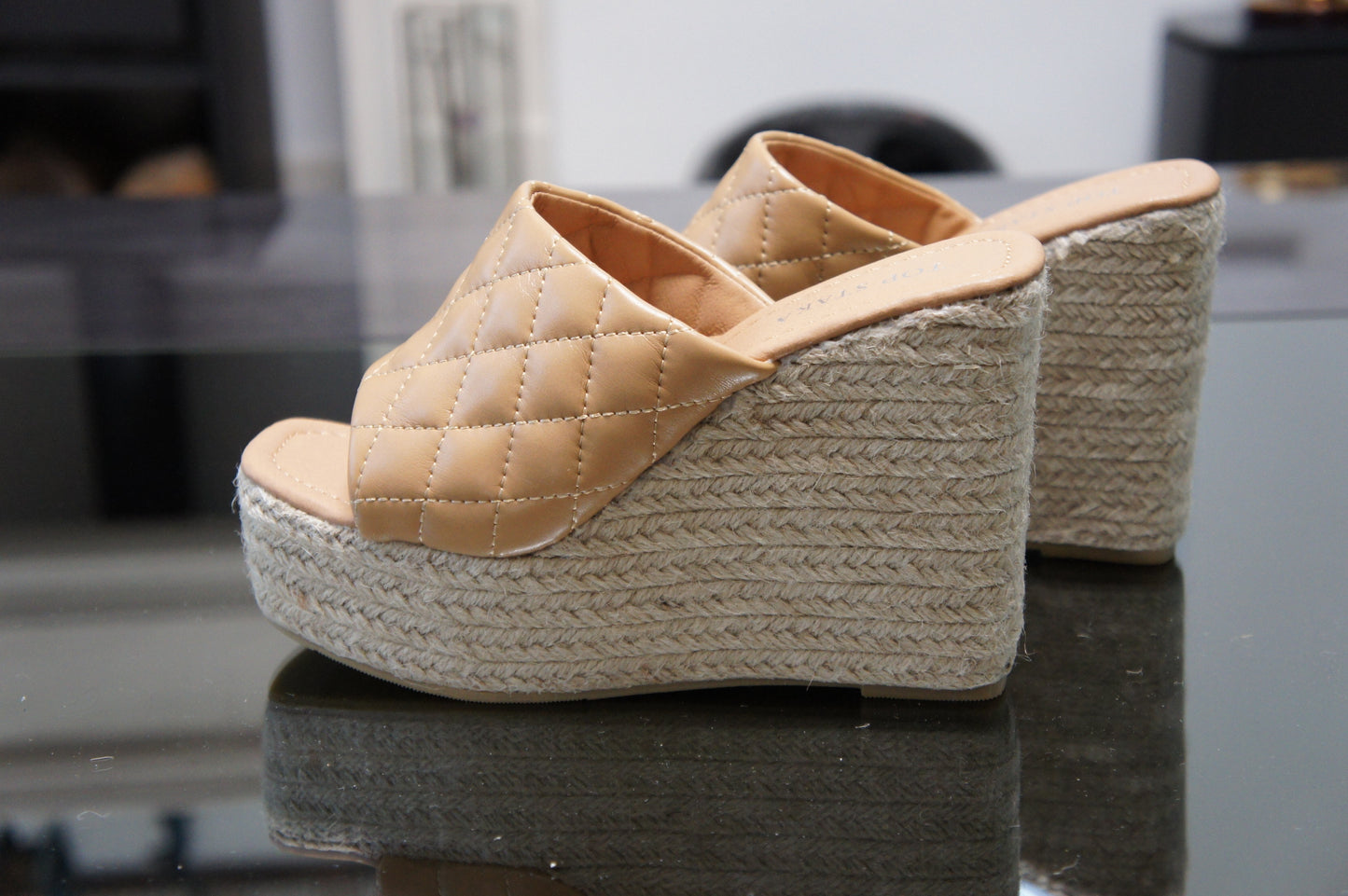 IVACHY Womens Summer Open Toe Espadrille Sandals with Woven Platform Wedge Heels BG-806 CAMEL