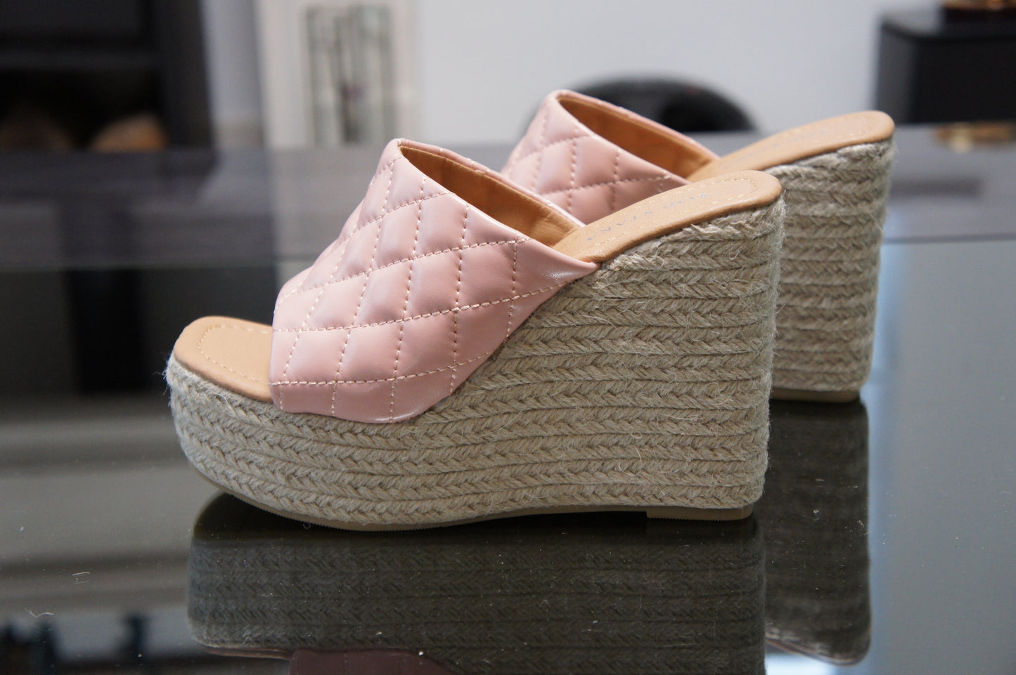 IVACHY Womens Summer Open Toe Espadrille Sandals with Woven Platform Wedge Heels BG-806 PINK