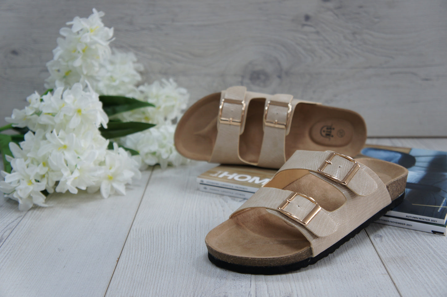 Women Summer Slip On Slide Sandals Beige BG2311