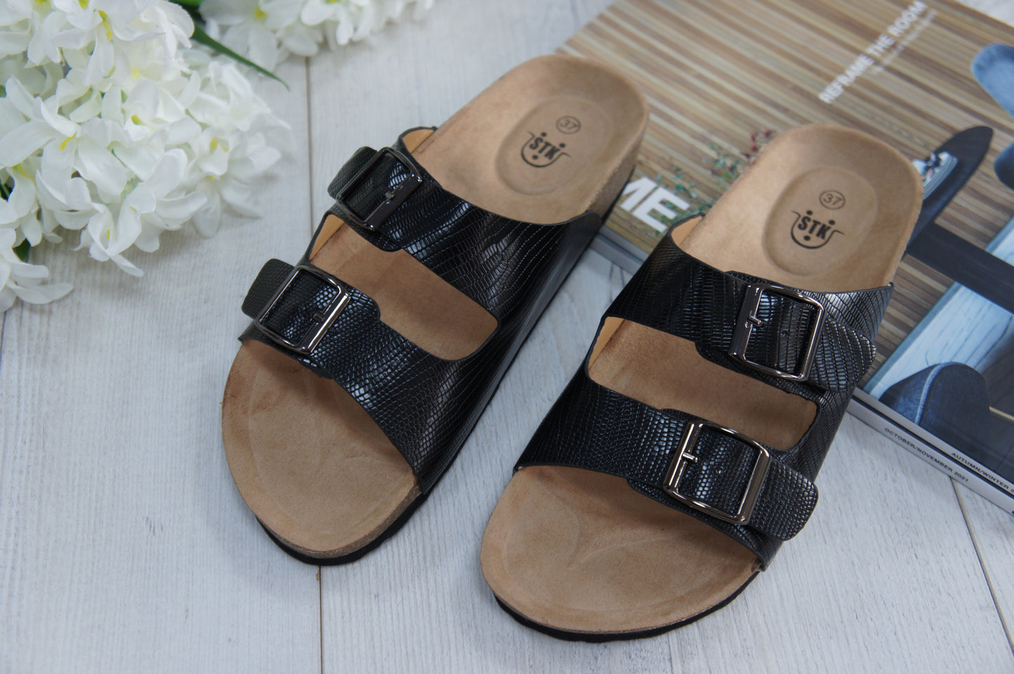 Women Summer Slip On Slide Sandals Black BG2311