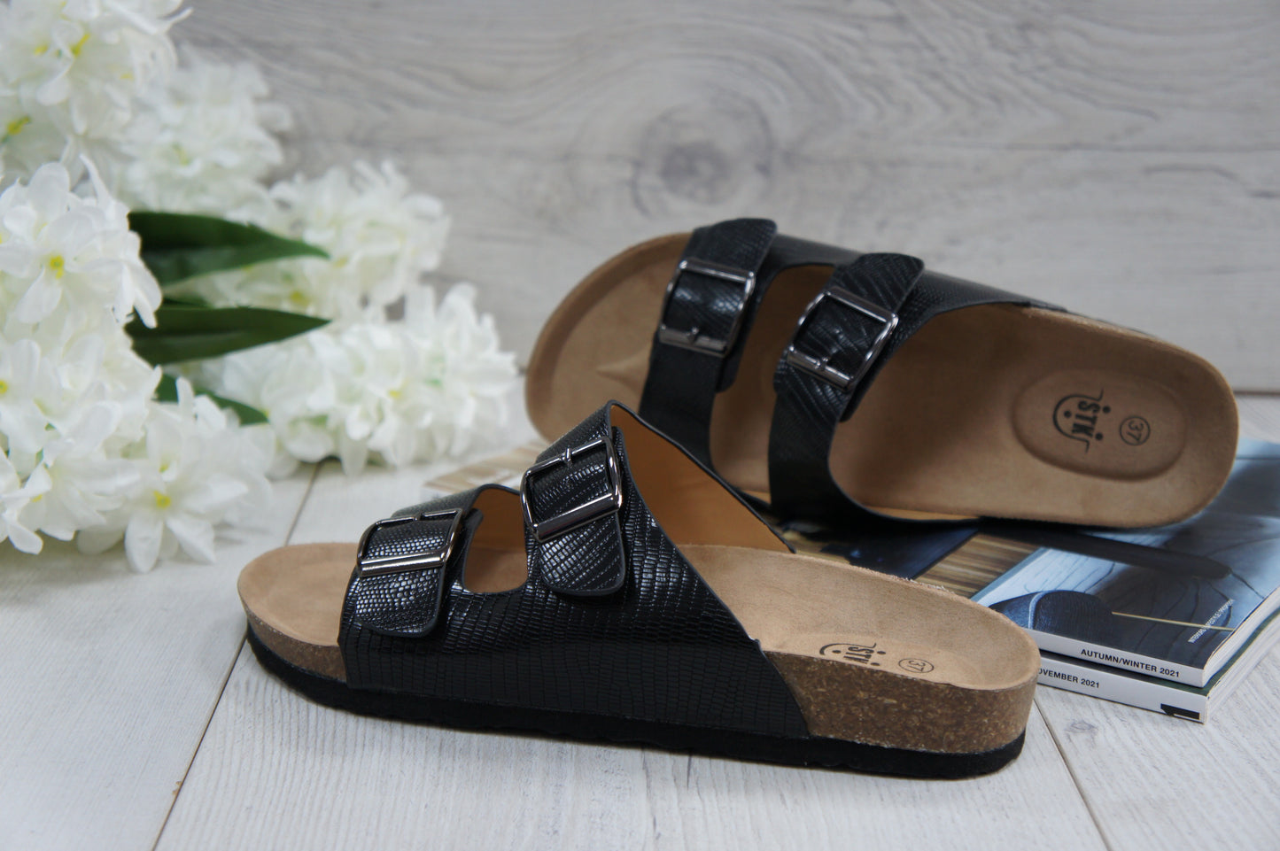 Women Summer Slip On Slide Sandals Black BG2311