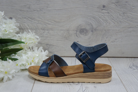 IVACHY plain sandals strappy simple flats sandals A68070 BLUE