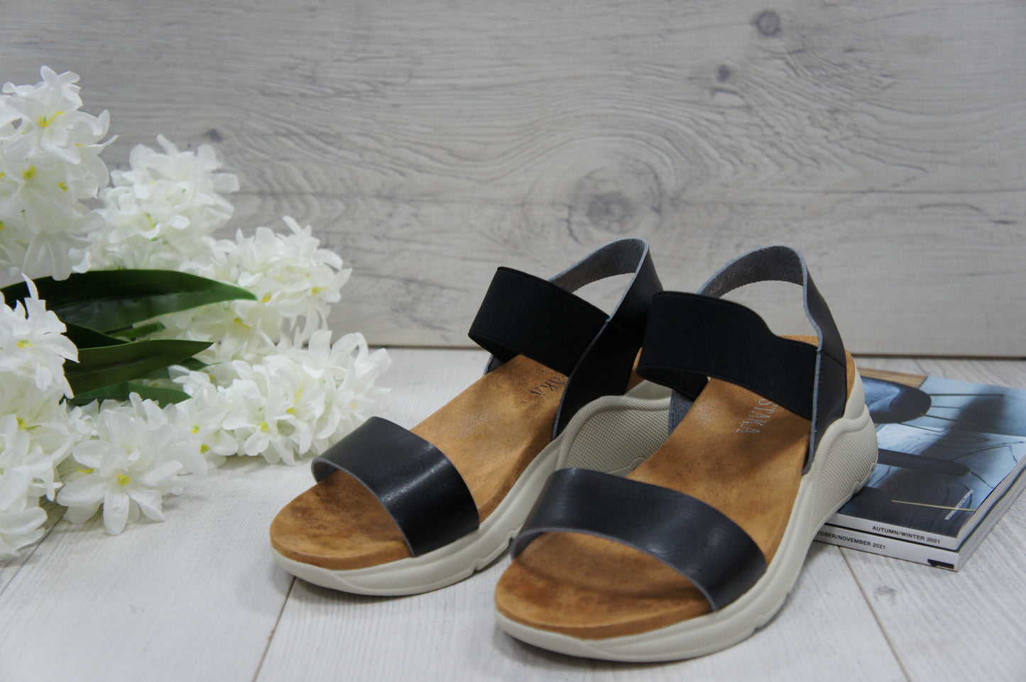 Womens Summer Elastic Strap sandals A68017 Black