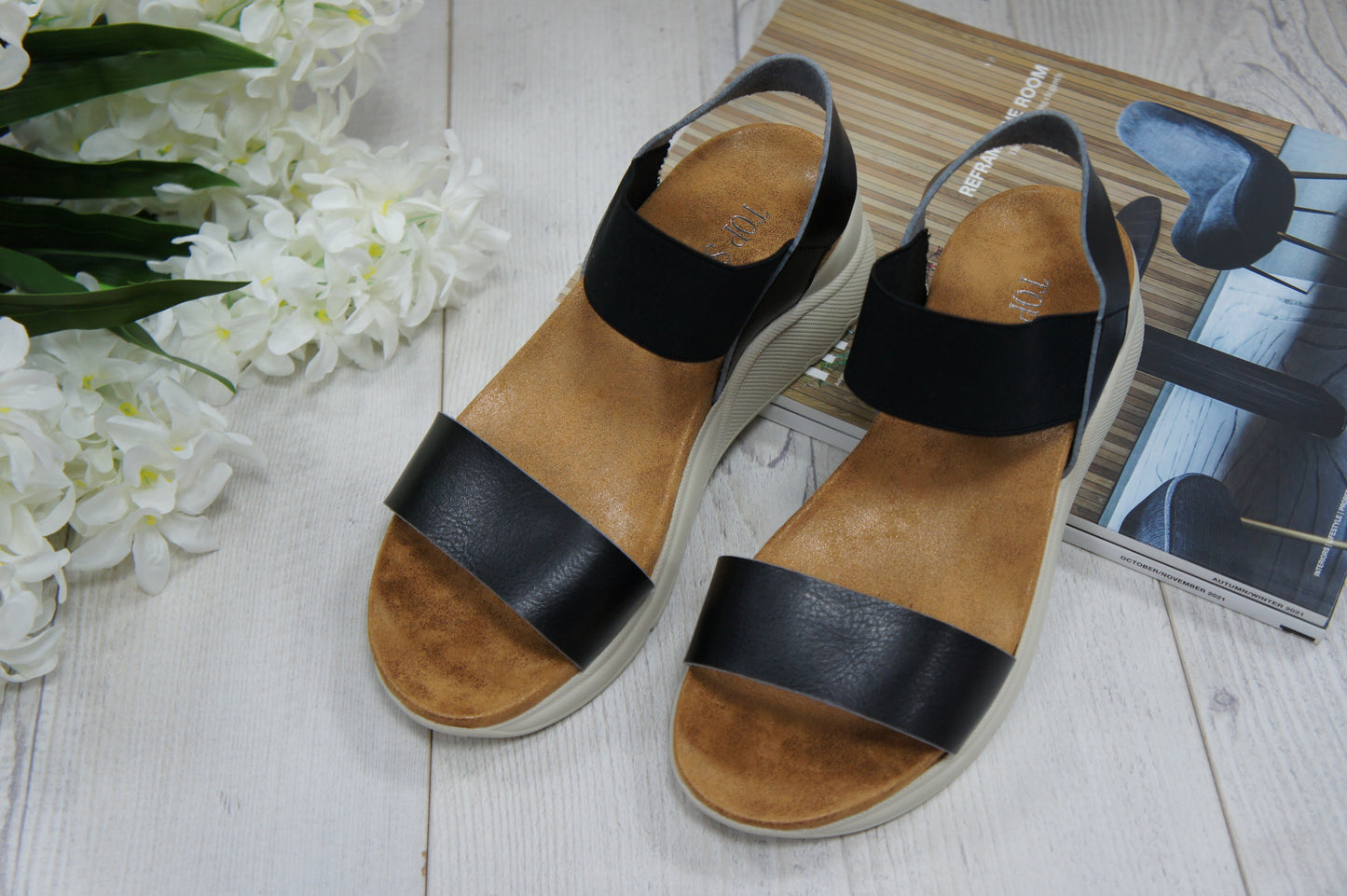 Womens Summer Elastic Strap sandals A68017 Black