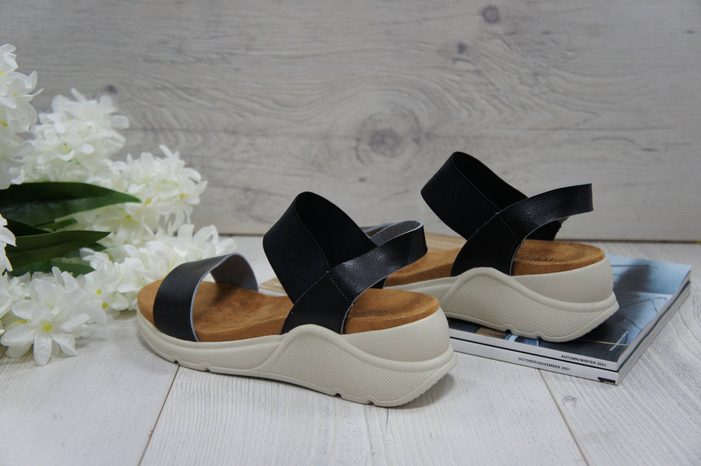 Womens Summer Elastic Strap sandals A68017 Black