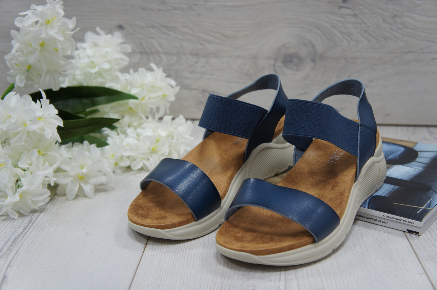 Womens Summer Elastic Strap sandals A68017 Blue